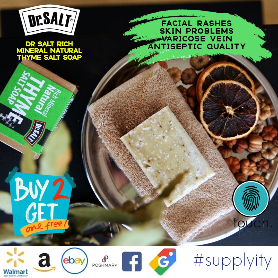 Dr.Salt Rich Mineral Natural Salt Soap (2 Bars) Deep Cleaning, Remove Skin Spots, Healthy