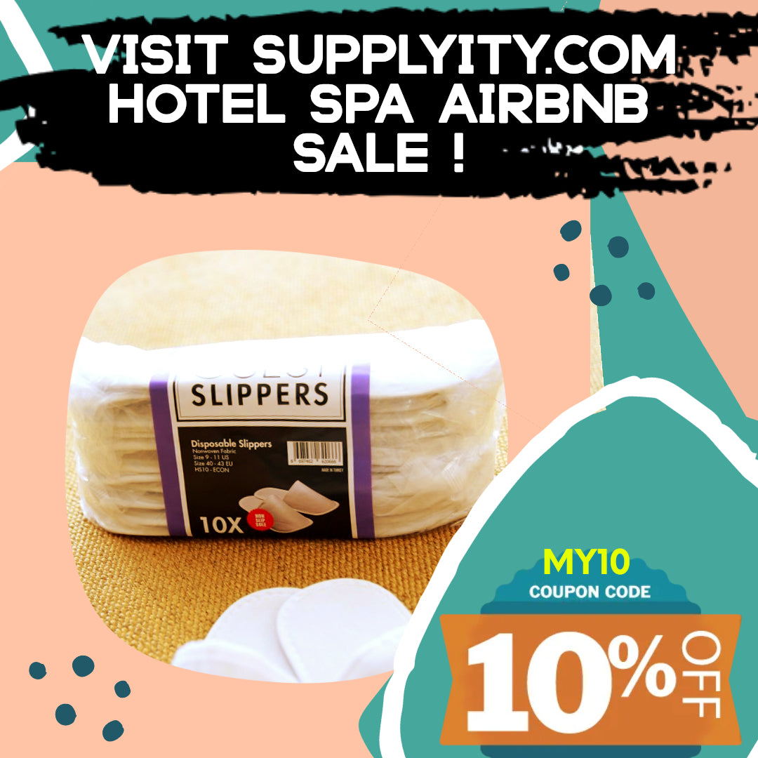 Chochili Fabric Packed Non-Woven Disposable Hotel Slippers for Travel Airbnb Spa Wedding Guests Adult Men Women Size 10-11, White