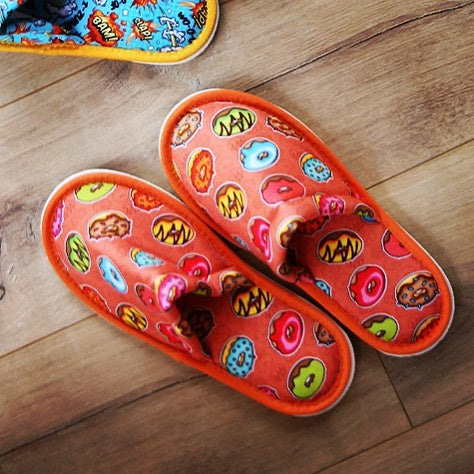 Chochili Men Donut Home Slippers Orange Torquoise Lightweight Silent Walk Size 8 to 10 - supplyity