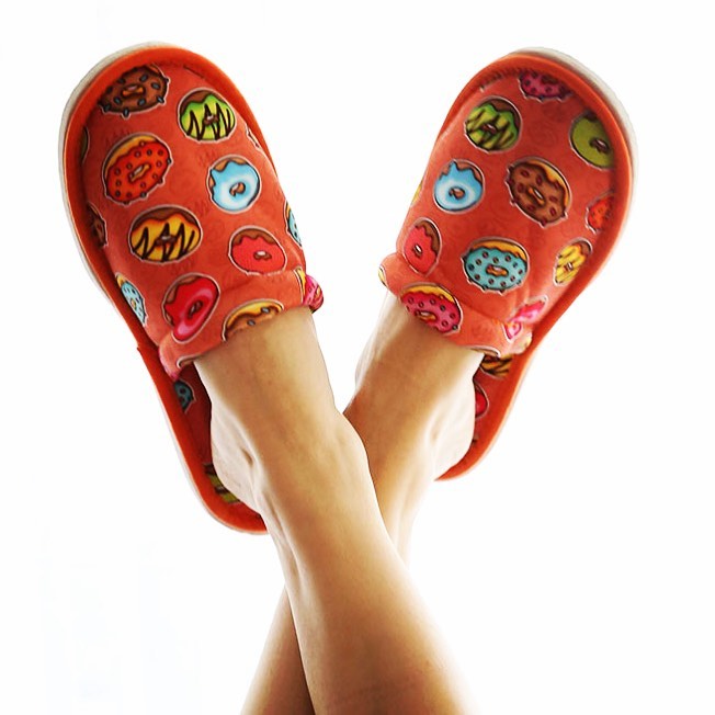 Chochili Men Donut Home Slippers Orange Torquoise Lightweight Silent Walk Size 8 to 10 - supplyity