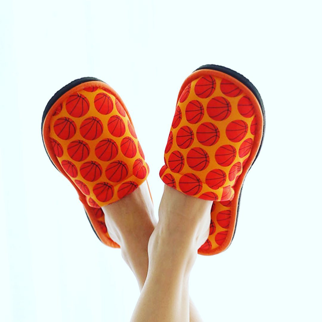 Chochili Men Basketball Home Slippers Red and Orange Lightweight Silent Walk Size 8 to 10 - supplyity