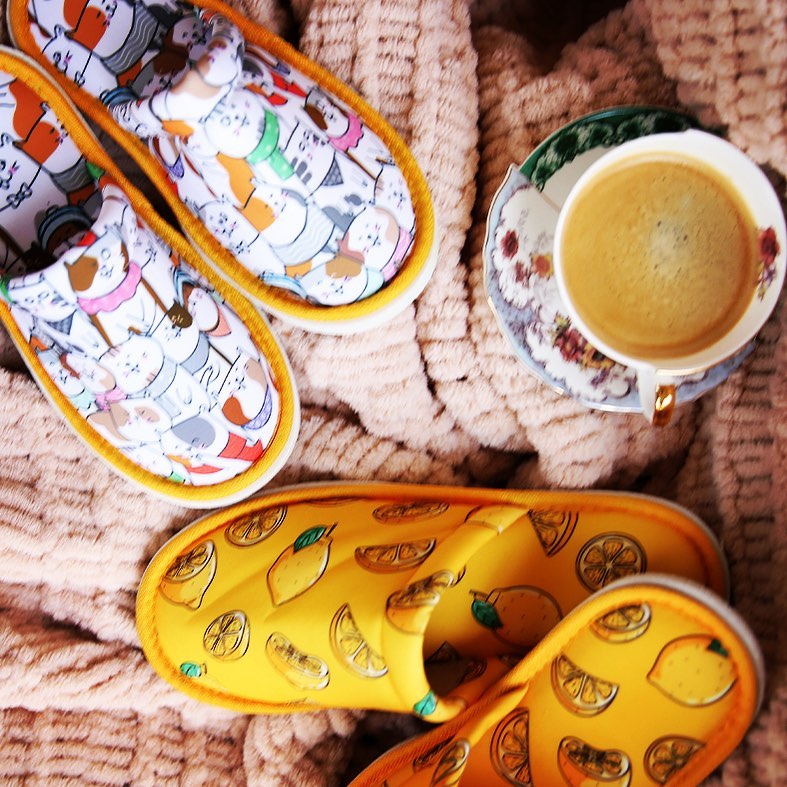 Chochili Men Lemon Home Slippers Yellow and Green Lightweight Silent Walk Size 8 to 10 - supplyity