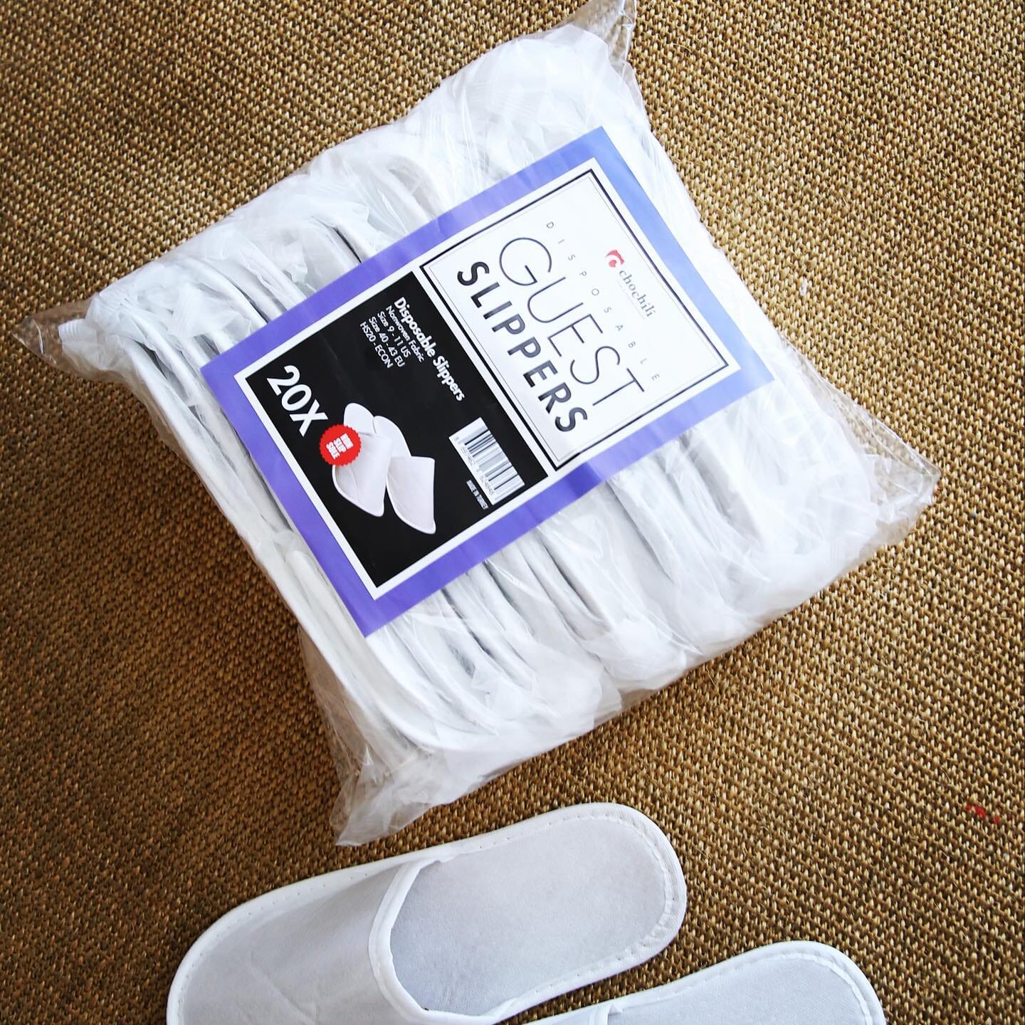 Chochili 200 Pairs Fabric Packed Non-Woven Disposable Hotel Slippers for Airbnb Spa Wedding Guests Adult Men Women Size 10-11, White Disposable Slippers supplyity