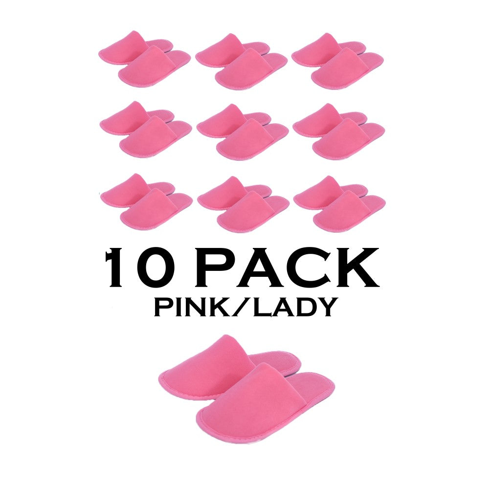 Chochili Pink 10 Pairs Fabric Packed Terry Cotton Disposable Hotel