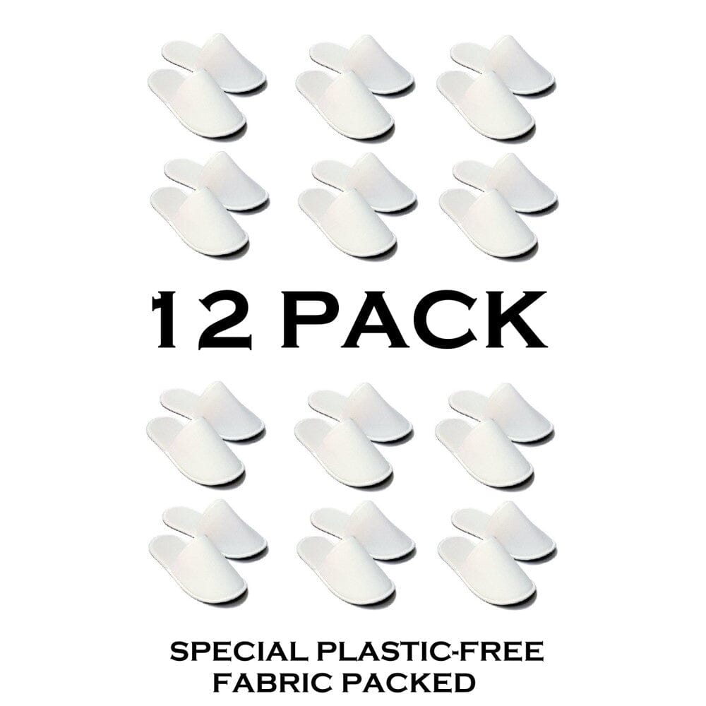 Chochili 12 Pairs Fabric Packed Terry Cotton Disposable Hotel Slippers for Airbnb Spa Wedding Guests Adult Men Women Size 10-11, White Disposable Slippers supplyity