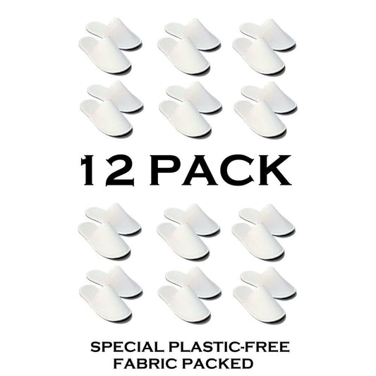 Chochili 12 Pairs Fabric Packed Terry Cotton Disposable Hotel Slippers for Airbnb Spa Wedding Guests Adult Men Women Size 10-11, White Disposable Slippers supplyity