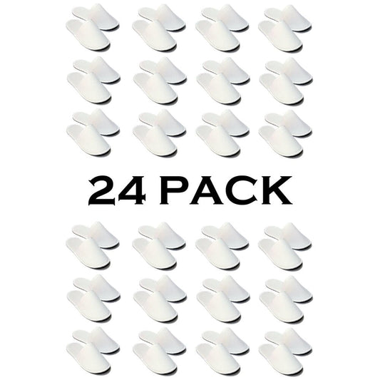 Chochili 24 Pairs Fabric Packed Terry Cotton Disposable Hotel Slippers for Airbnb Spa Wedding Guests Adult Men Women Size 10-11, White Disposable Slippers supplyity