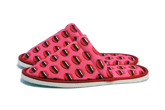 Chochili Women Red Lips Kiss Home Slippers Lightweight Silent Walk Size 7 to 8 - supplyity