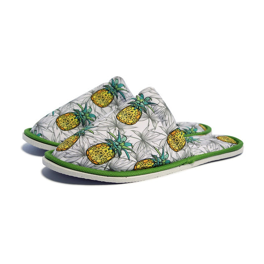 Chochili Men Pineapple Home Slippers Green and Yellow Lightweight Silent Walk Size 8 to 10 - supplyity