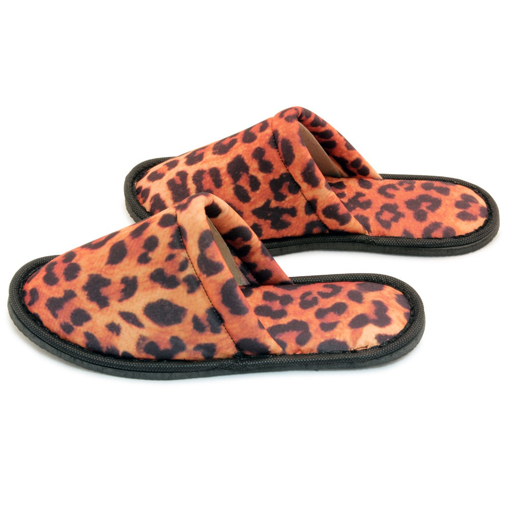 Chochili Women Leopard Home Slippers Orange Black Lightweight Silent Walk Size 7 to 8 - supplyity