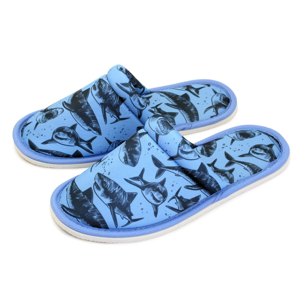 Chochili Men Shark Home Slippers Blue White Lightweight Silent Walk Size 8 to 10 - supplyity