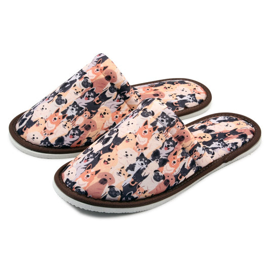 Chochili Women Brown Dog Home Slippers Brown Black Lightweight Silent Walk Size 7 to 8 - supplyity