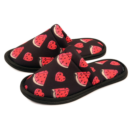 Chochili Women Watermelon Home Slippers Black Red Lightweight Silent Walk Size 7 to 8 - supplyity