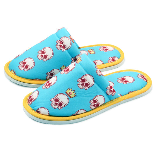Chochili Women Crown Skull Home Slippers Blue White Lightweight Silent Walk Size 7 to 8 - supplyity