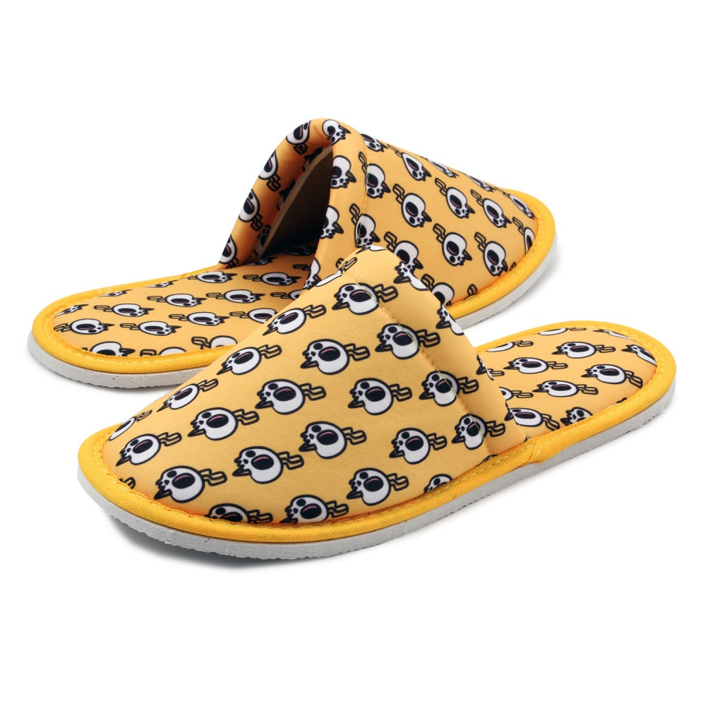 Chochili Men Lightning Skull Home Slippers Yellow White Lightweight Silent Walk Size 8 to 10 - supplyity