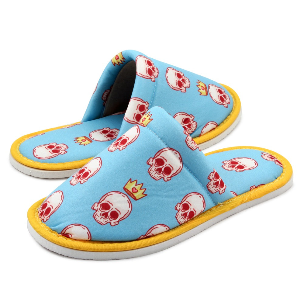 Chochili Women Crown Skull Home Slippers Blue White Lightweight Silent Walk Size 7 to 8 - supplyity