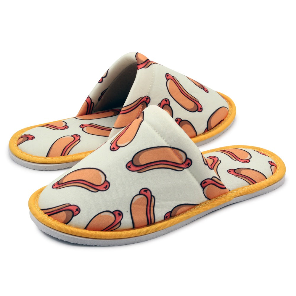 Chochili Women Hot Dog Home Slippers Beige Orange Lightweight Silent Walk Size 7 to 8 - supplyity