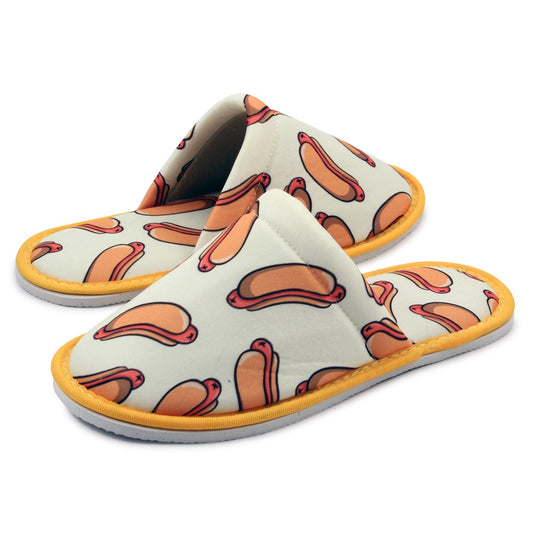 Chochili Women Hot Dog Home Slippers Beige Orange Lightweight Silent Walk Size 7 to 8 - supplyity