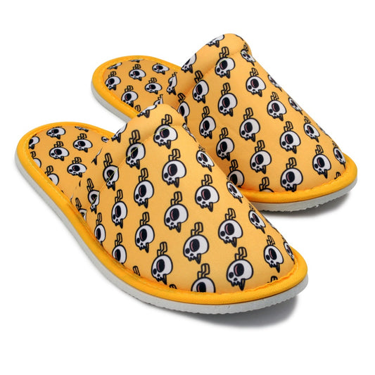 Chochili Men Lightning Skull Home Slippers Yellow White Lightweight Silent Walk Size 8 to 10 - supplyity