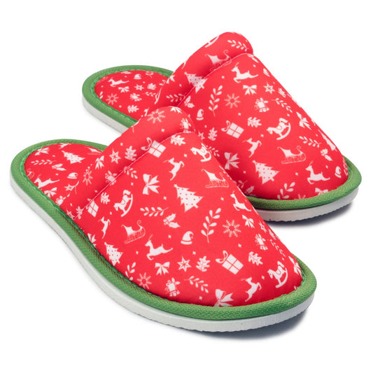 Chochili Men Christmas Home Slippers Red White Lightweight Silent Walk Size 8 to 10 - supplyity