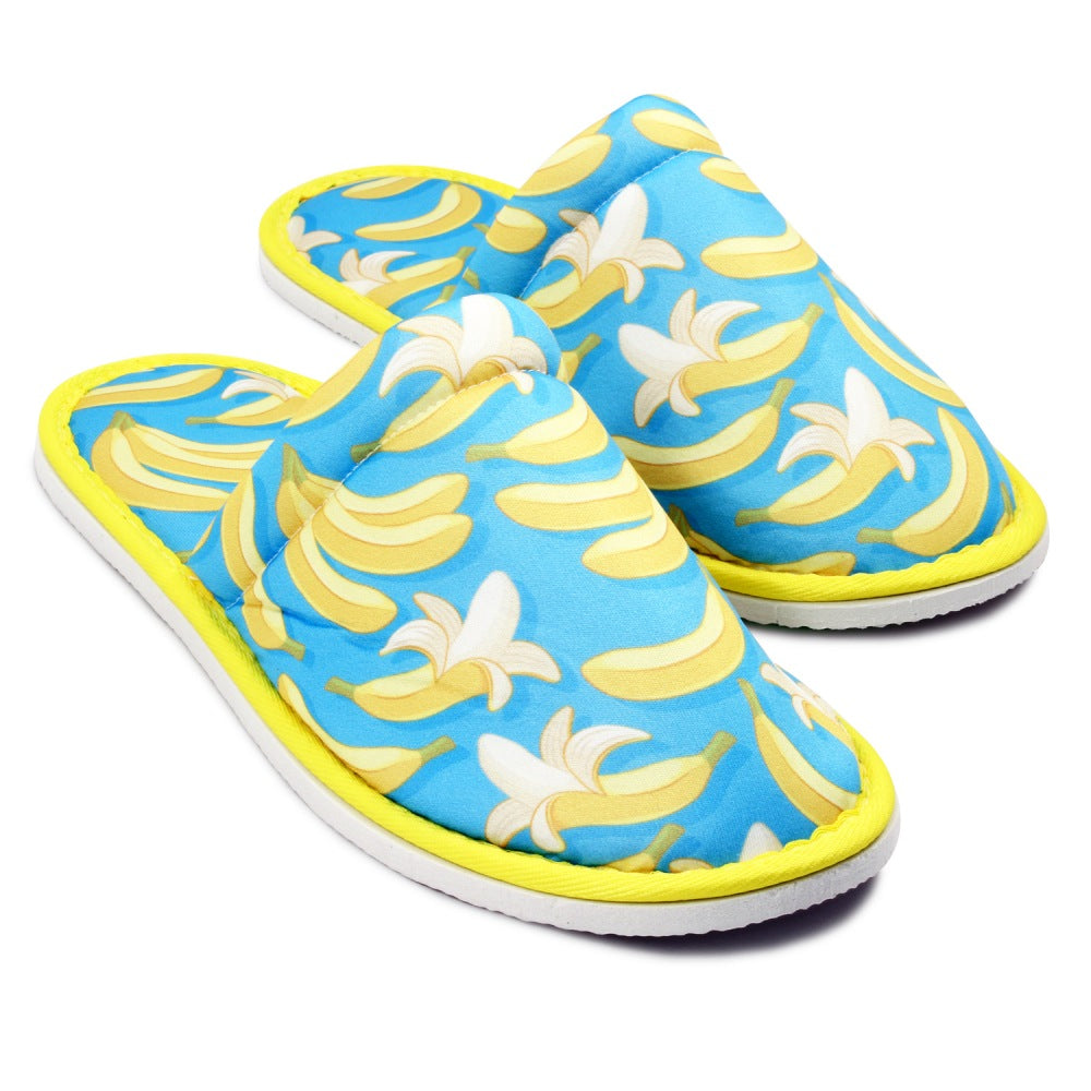 Chochili Men Banana Home Slippers Blue Yellow Lightweight Silent Walk Size 8 to 10 - supplyity