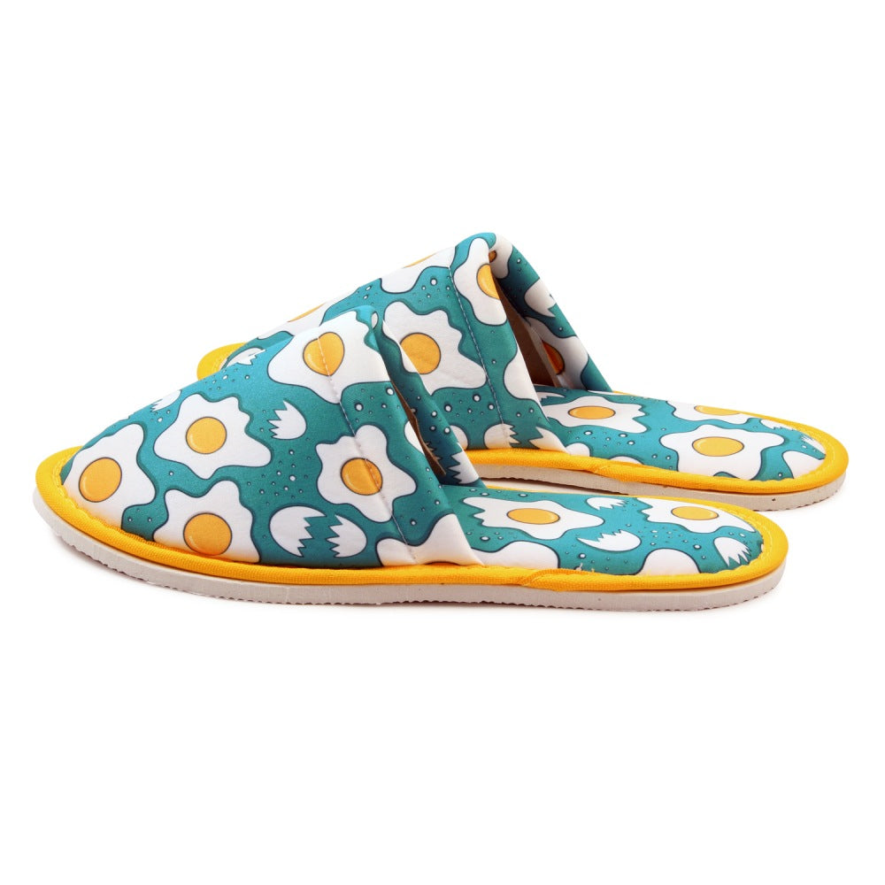 Chochili Men Egg Home Slippers Green Yellow Lightweight Silent Walk Size 8 to 10 - supplyity
