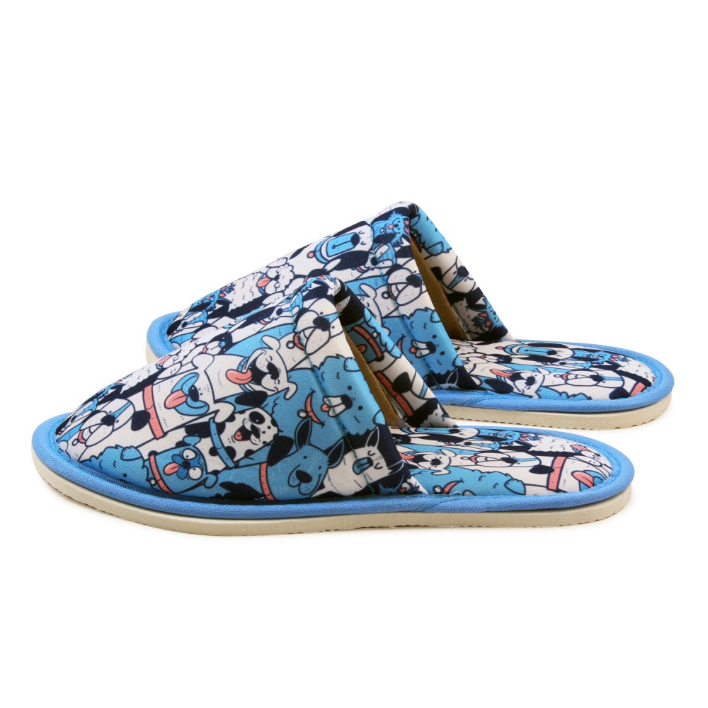 Chochili Women Blue Dog Home Slippers Blue White Lightweight Silent Walk Size 7 to 8 - supplyity