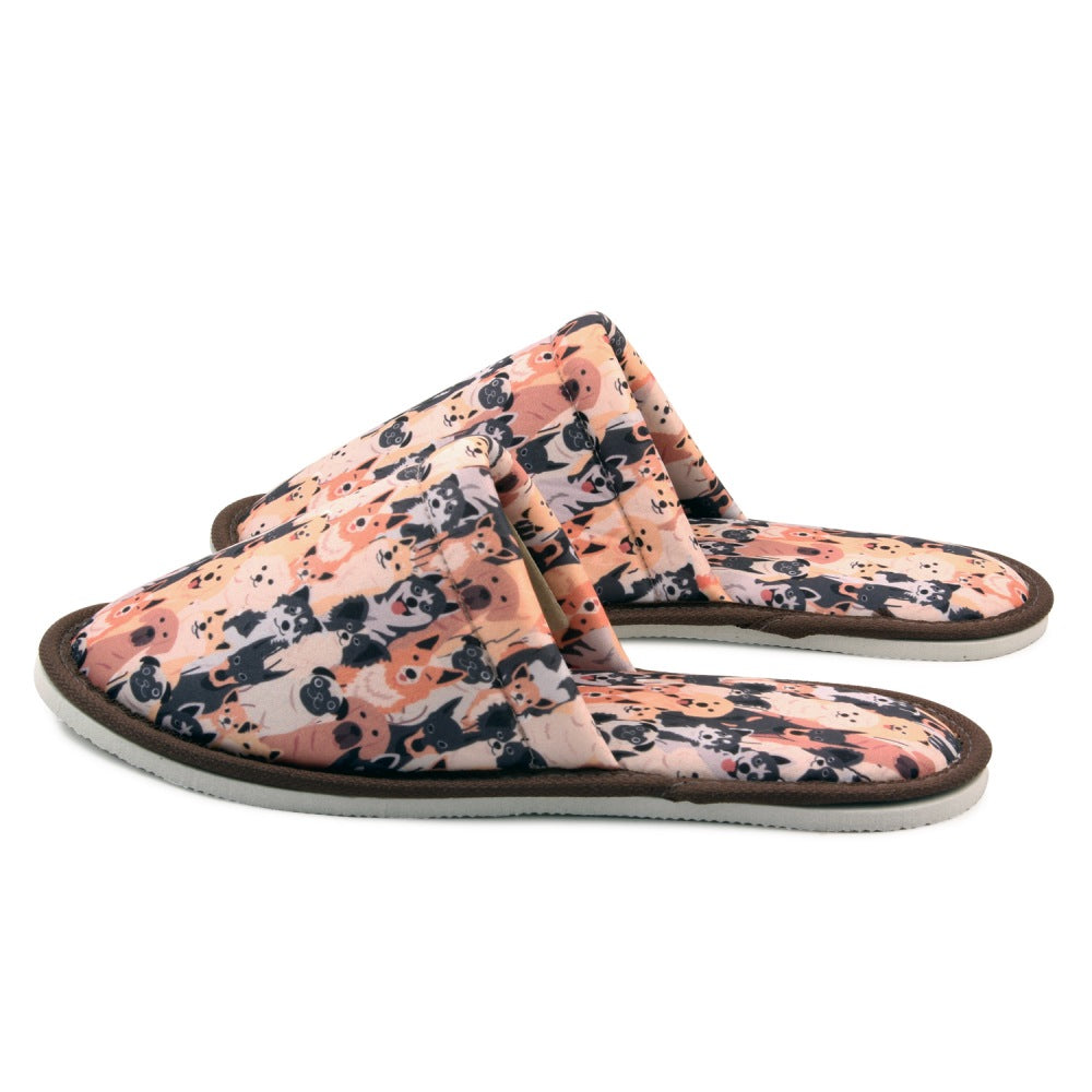 Chochili Women Brown Dog Home Slippers Brown Black Lightweight Silent Walk Size 7 to 8 - supplyity