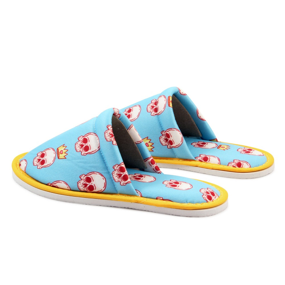Chochili Women Crown Skull Home Slippers Blue White Lightweight Silent Walk Size 7 to 8 - supplyity