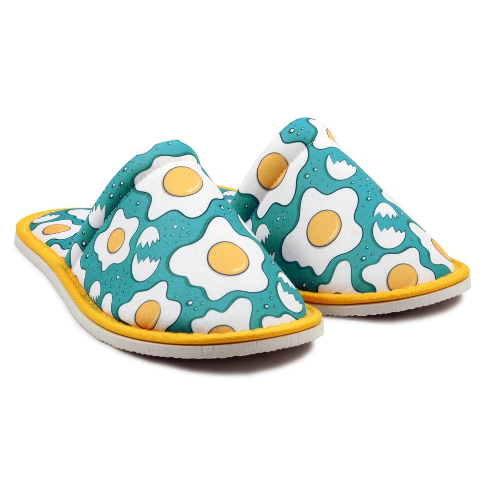 Chochili Men Egg Home Slippers Green Yellow Lightweight Silent Walk Size 8 to 10 - supplyity