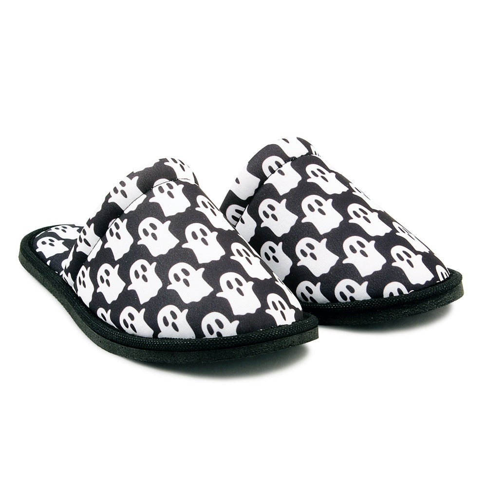 Chochili Men Ghost Home Slippers Black White Lightweight Silent Walk Size 8 to 10 - supplyity
