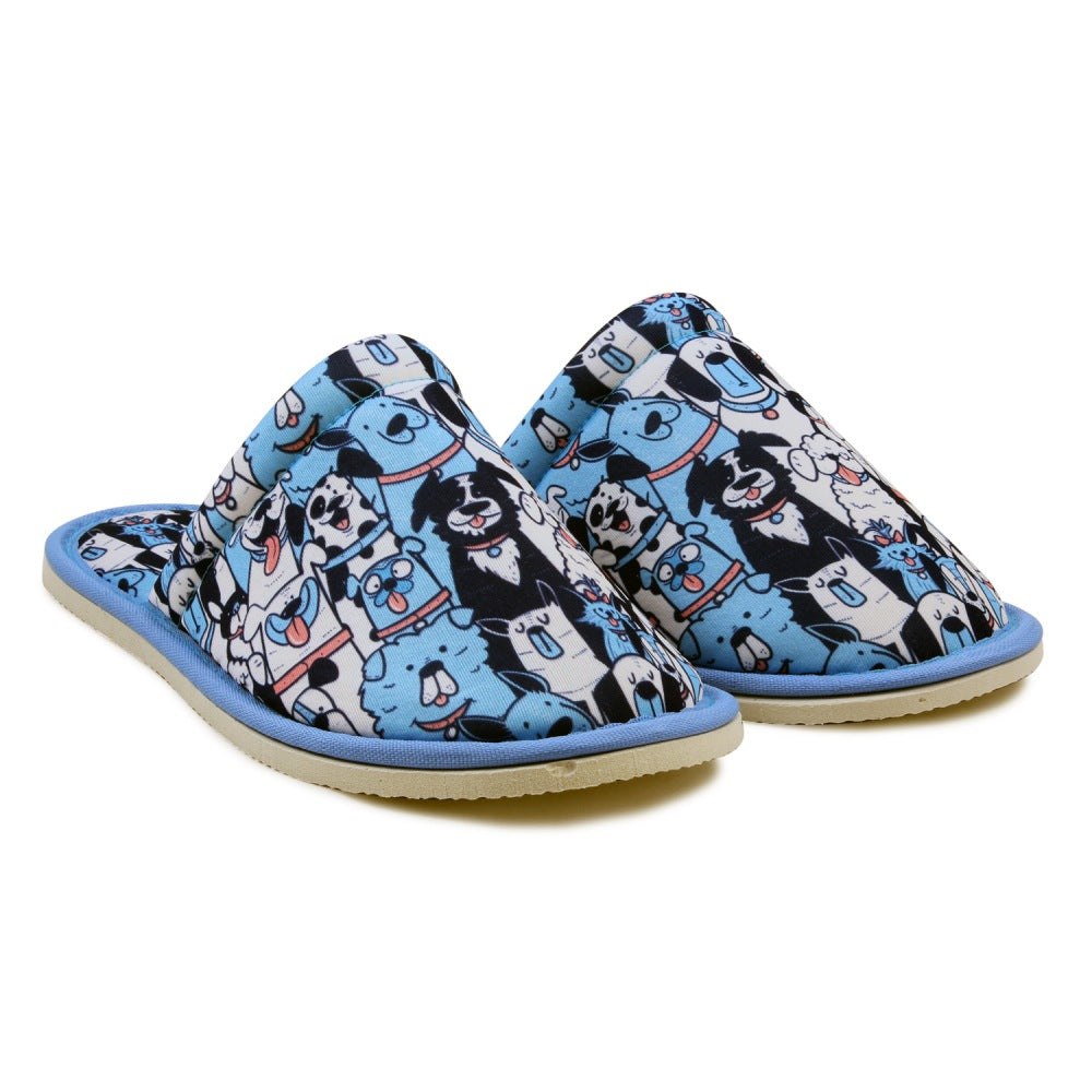 Chochili Women Blue Dog Home Slippers Blue White Lightweight Silent Walk Size 7 to 8 - supplyity