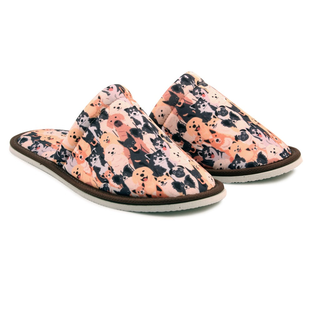 Chochili Women Brown Dog Home Slippers Brown Black Lightweight Silent Walk Size 7 to 8 - supplyity