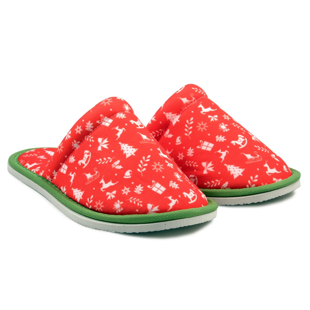 Chochili Men Christmas Home Slippers Red White Lightweight Silent Walk Size 8 to 10 - supplyity