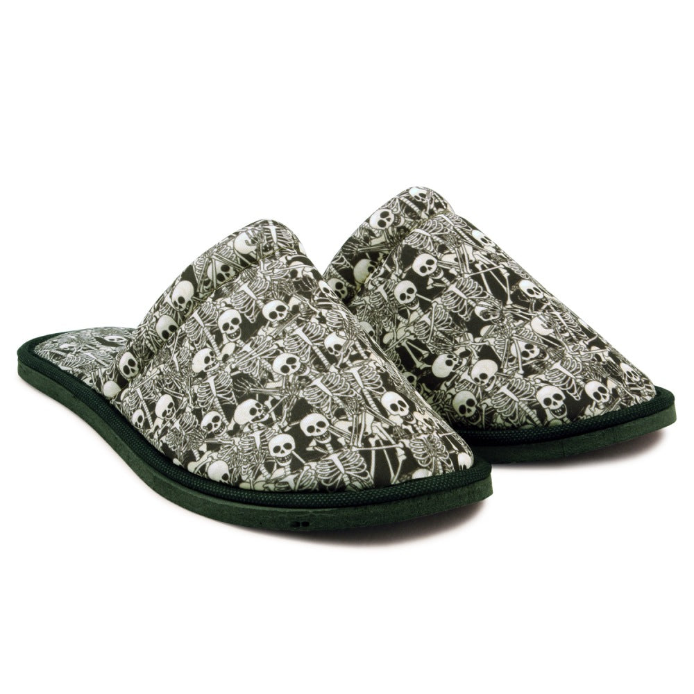 Chochili Men Skeleton Home Slippers Black White Lightweight Silent Walk Size 8 to 10 - supplyity