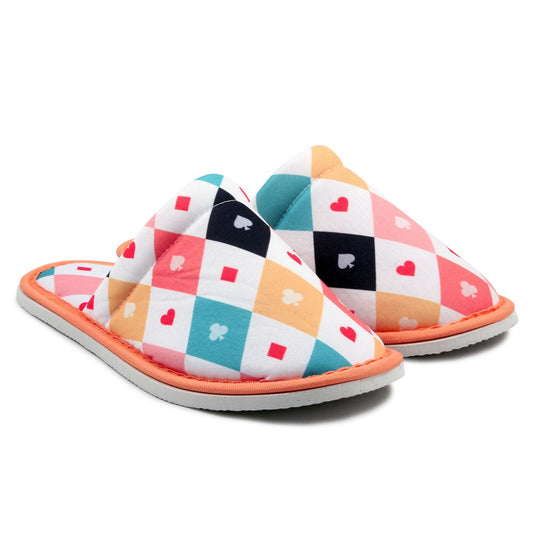 Chochili Men Poker Home Slippers White Pink Lightweight Silent Walk Size 8 to 10 - supplyity