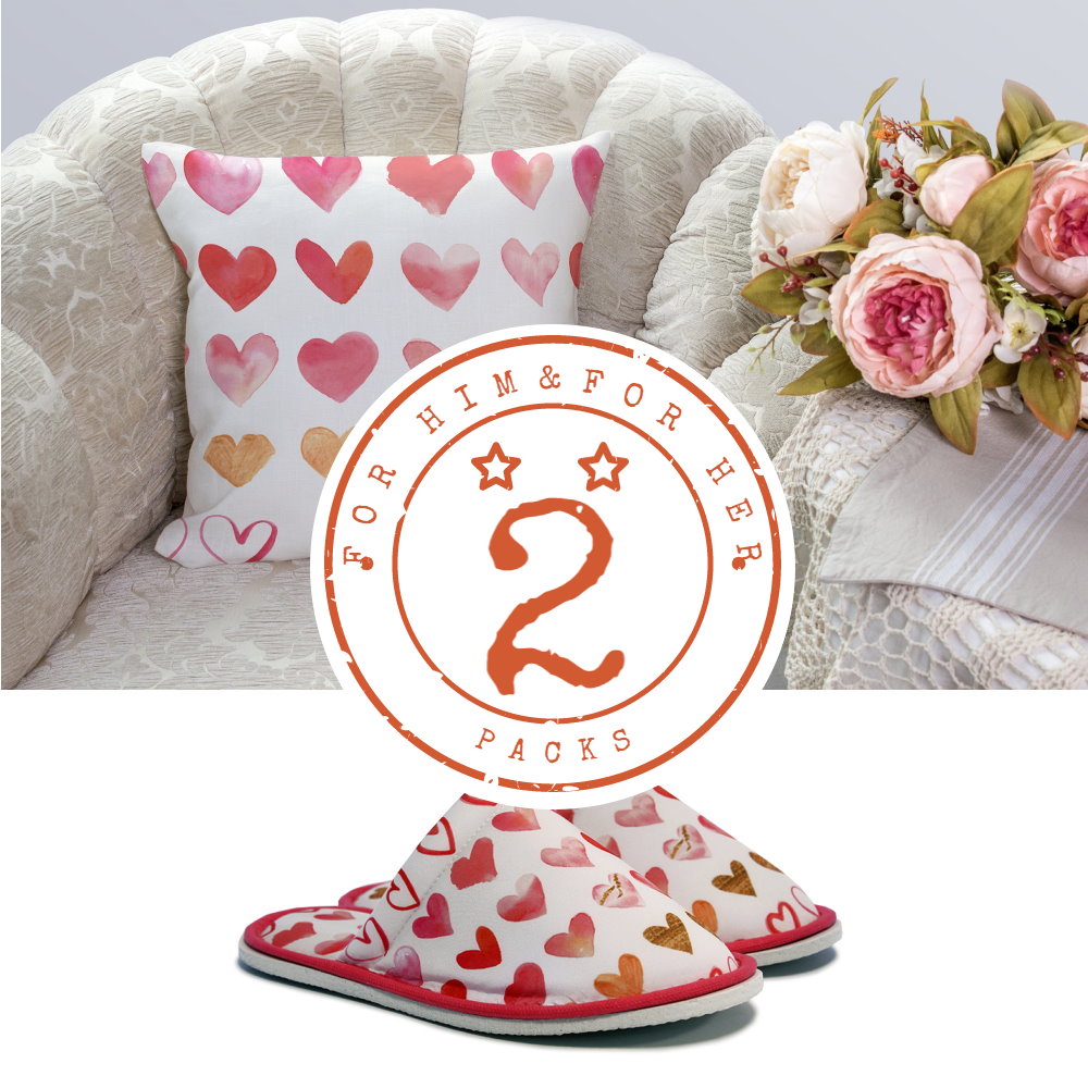 Gift Pack for Her Love Slippers and Pillow Case Pack Home Decor Graphic Pillow Cases Cushion Cover - supplyity