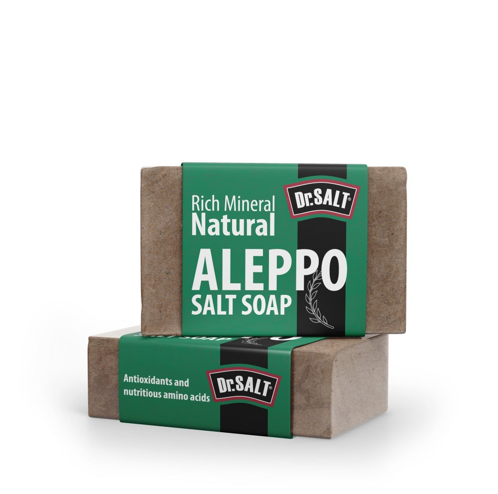 Dr.Salt Rich Mineral Natural Aleppo Salt Soap (2 Bars) Relieve Itching, Hydrate Skin, Fight against Redness and Dryness - supplyity
