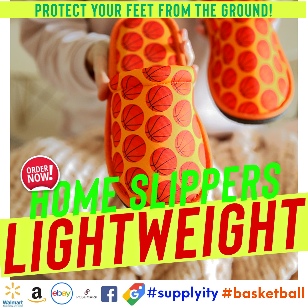 Chochili Men Basketball Home Slippers Red and Orange Lightweight Silent Walk Size 8 to 10 - supplyity