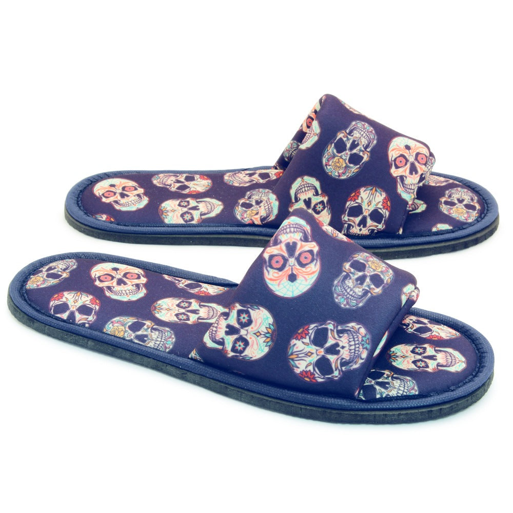 Chochili Men Big Skull Open Toe Home Garage Kitchen Dorm Slippers Lightweight - supplyity