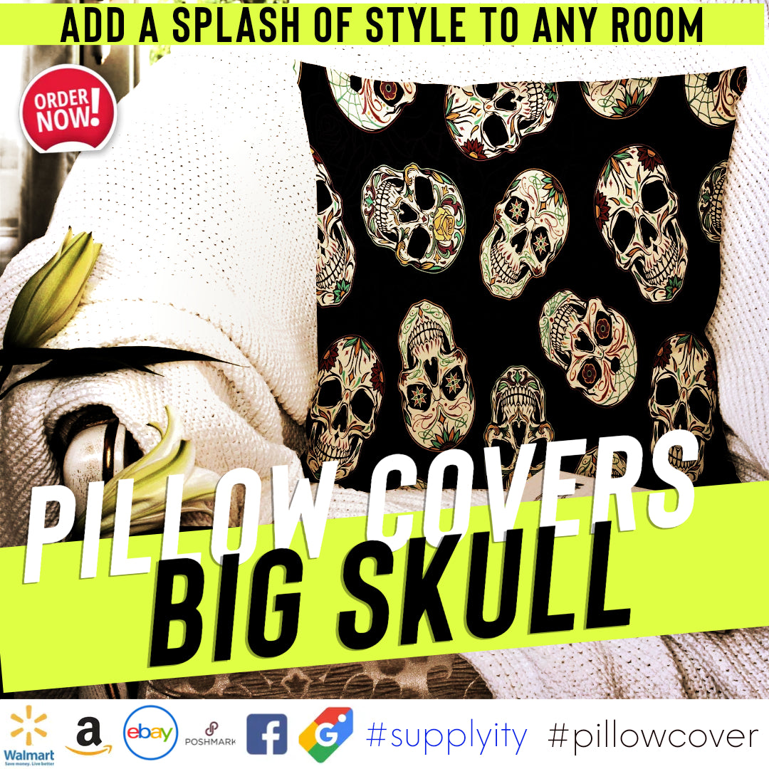 Chochili Home Big Skull Decor Graphic Pillow Cases Cushion Cover 18X18 - supplyity