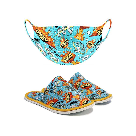 Chochili Men Trendy Bang Home Garage Kitchen Dorm Slippers and Mask Pack - supplyity