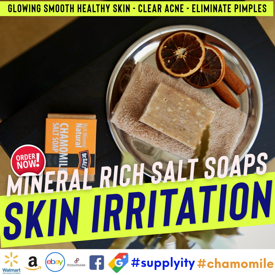 Dr Salt Rich Mineral Natural Chamomile Salt Soap (2 Bars) Glowing Smooth Healthy Skin, Clear Acne, Eliminate Pimples