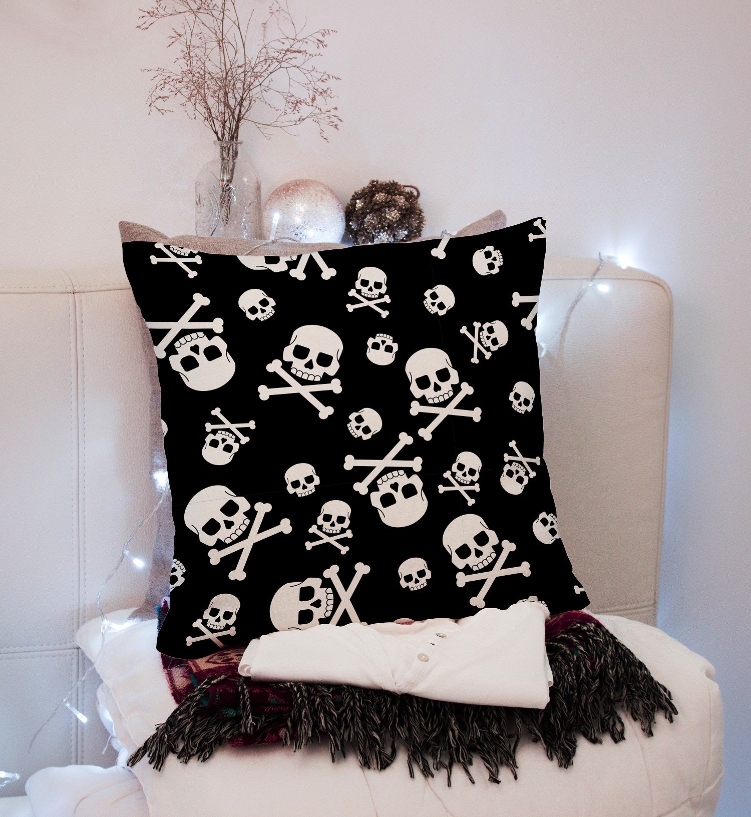 Gift Pack for Him Danger Skull Slippers and Pillow Case Pack Home Decor Pillow Cases Cushion Cover - supplyity