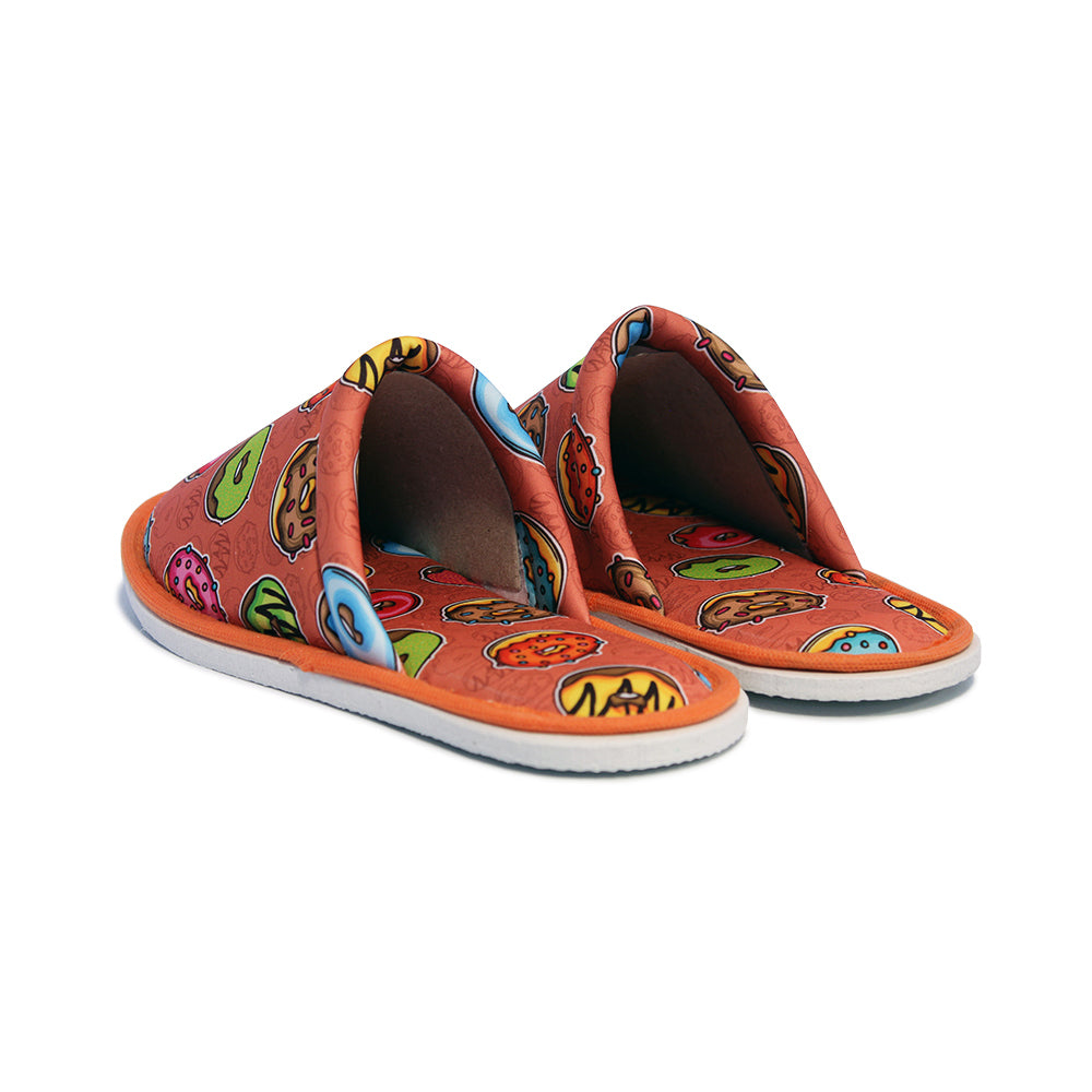 Chochili Men Donut Home Slippers Orange Torquoise Lightweight Silent Walk Size 8 to 10 - supplyity