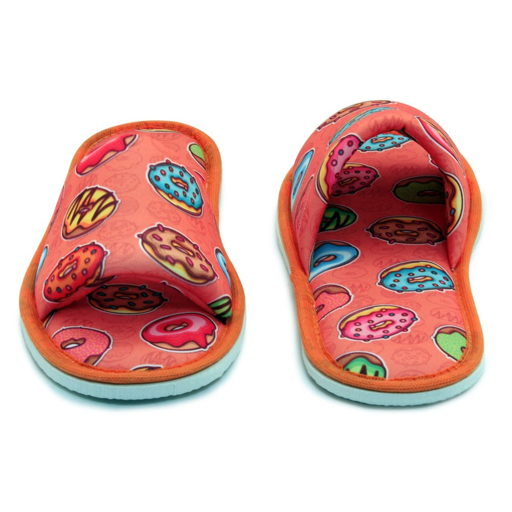 Chochili Men Donut Open Toe Home Garage Kitchen Dorm Slippers Orange and Green - supplyity