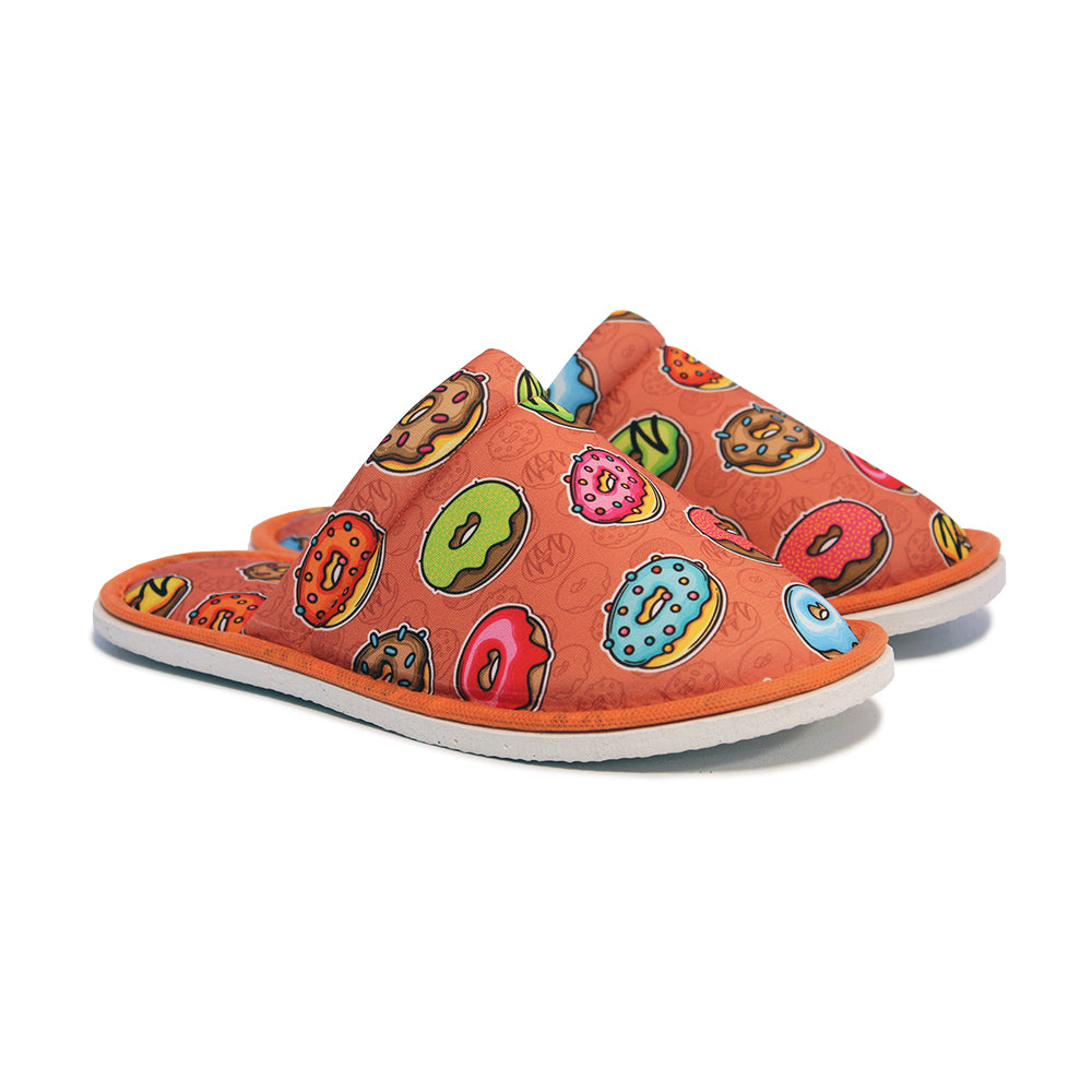 Chochili Men Donut Home Slippers Orange Torquoise Lightweight Silent Walk Size 8 to 10 - supplyity