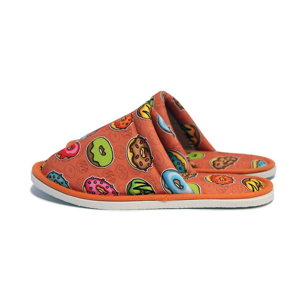 Chochili Women Donut Home Slippers Orange and Green Lightweight Silent Walk Size 7 to 8 - supplyity