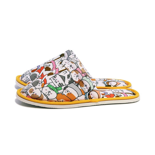 Chochili Men Fat Cat Home Slippers White Orange Lightweight Silent Walk Size 8 to 10 - supplyity