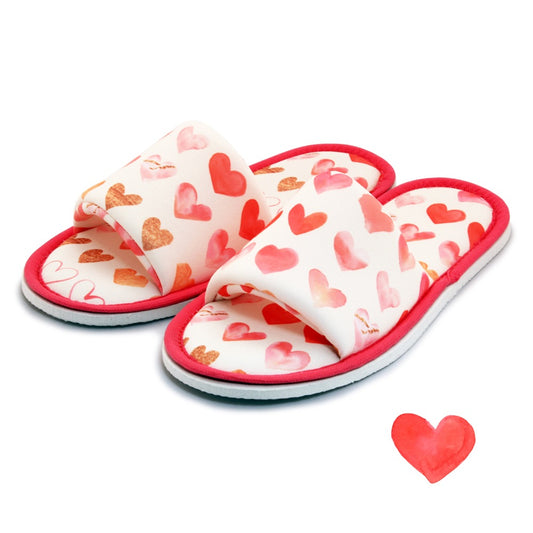 Chochili Women Heart Open Toe Home Slippers Kitchen Patio White and Red Love - supplyity